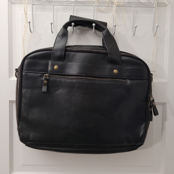 PU Leather Briefcase for Men Computer Bag Laptop Bag Waterproof Retro Business T - Picture 5 of 7